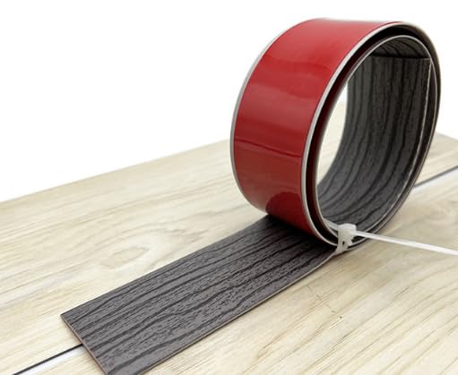 Floor Transition Strip Self Adhesive Laminate Floor Strip Threshold Seam Cover Strip Vinyl Door Floor Trim Elegant Wood Grain Design (Dark Grain Wood Grain, 2""/10 FT)